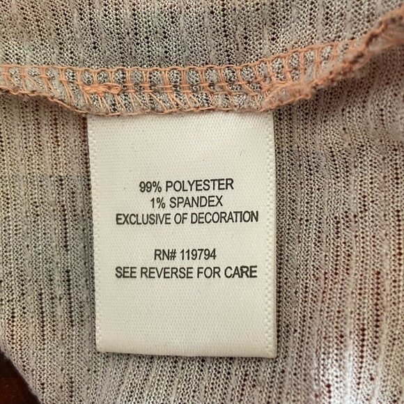 One World Womens Tunic Top Sz L Orange Brown Boho Open Crochet V-neck Fall L/S - Picture 11 of 12